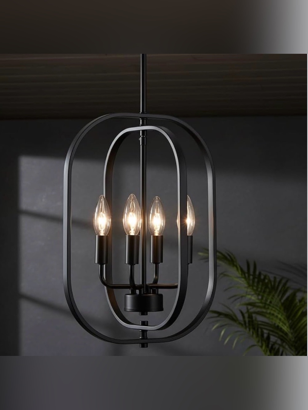 Modern Black Chandelier Farmhouse 4-Light